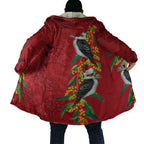 Aussie Kokaburra Golden Wattle Christmas Cloak Aboriginal Dots Painting Red Motif - Aussie Hoodie