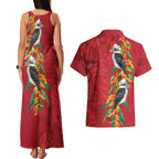 Aussie Kokaburra Golden Wattle Christmas Couples Matching Tank Maxi Dress and Hawaiian Shirt Aboriginal Dots Painting Red Motif - Aussie Hoodie