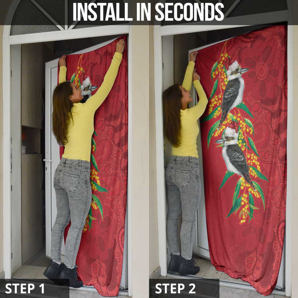 Aussie Kokaburra Golden Wattle Christmas Door Cover Aboriginal Dots Painting Red Motif - Aussie Hoodie