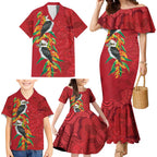 Aussie Kokaburra Golden Wattle Christmas Family Matching Mermaid Dress and Hawaiian Shirt Aboriginal Dots Painting Red Motif - Aussie Hoodie