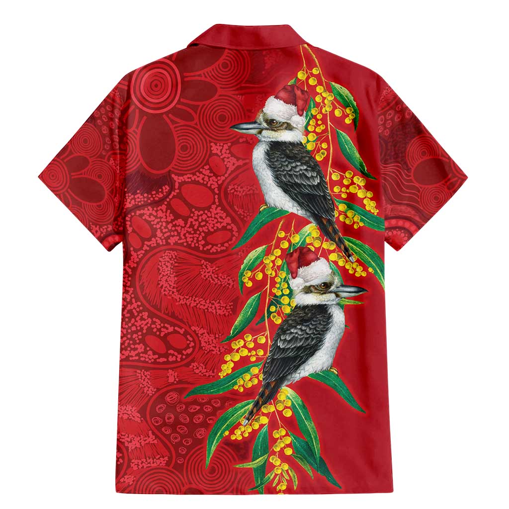 Aussie Kokaburra Golden Wattle Christmas Family Matching Mermaid Dress and Hawaiian Shirt Aboriginal Dots Painting Red Motif - Aussie Hoodie