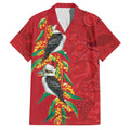 Aussie Kokaburra Golden Wattle Christmas Family Matching Off The Shoulder Long Sleeve Dress and Hawaiian Shirt Aboriginal Dots Painting Red Motif - Aussie Hoodie