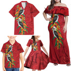 Aussie Kokaburra Golden Wattle Christmas Family Matching Off Shoulder Maxi Dress and Hawaiian Shirt Aboriginal Dots Painting Red Motif - Aussie Hoodie