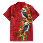 Aussie Kokaburra Golden Wattle Christmas Family Matching Off Shoulder Maxi Dress and Hawaiian Shirt Aboriginal Dots Painting Red Motif - Aussie Hoodie