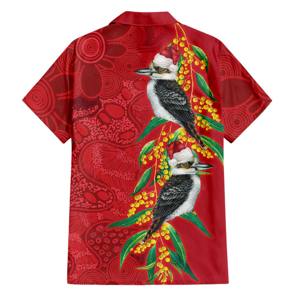 Aussie Kokaburra Golden Wattle Christmas Family Matching Puletasi and Hawaiian Shirt Aboriginal Dots Painting Red Motif - Aussie Hoodie