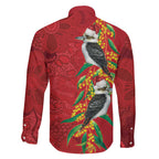 Aussie Kokaburra Golden Wattle Christmas Family Matching Puletasi and Hawaiian Shirt Aboriginal Dots Painting Red Motif - Aussie Hoodie
