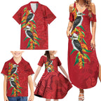 Aussie Kokaburra Golden Wattle Christmas Family Matching Summer Maxi Dress and Hawaiian Shirt Aboriginal Dots Painting Red Motif - Aussie Hoodie