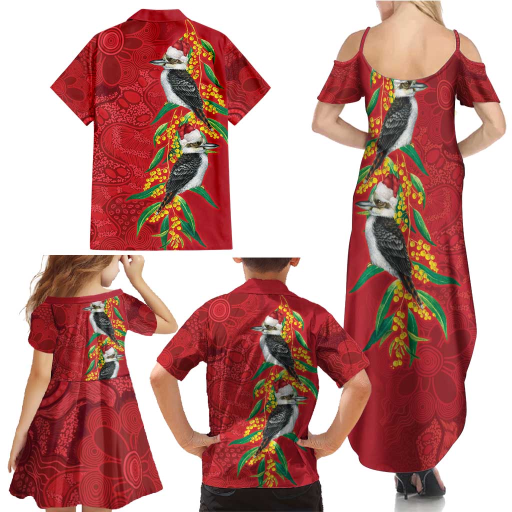 Aussie Kokaburra Golden Wattle Christmas Family Matching Summer Maxi Dress and Hawaiian Shirt Aboriginal Dots Painting Red Motif - Aussie Hoodie