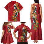 Aussie Kokaburra Golden Wattle Christmas Family Matching Tank Maxi Dress and Hawaiian Shirt Aboriginal Dots Painting Red Motif - Aussie Hoodie