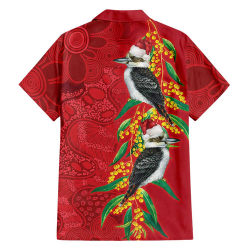 Aussie Kokaburra Golden Wattle Christmas Family Matching Tank Maxi Dress and Hawaiian Shirt Aboriginal Dots Painting Red Motif - Aussie Hoodie