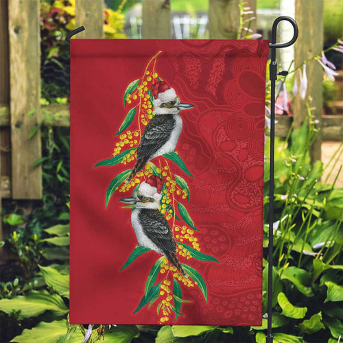 Aussie Kokaburra Golden Wattle Christmas Garden Flag Aboriginal Dots Painting Red Motif - Aussie Hoodie
