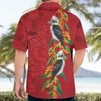 Aussie Kokaburra Golden Wattle Christmas Hawaiian Shirt Aboriginal Dots Painting Red Motif - Aussie Hoodie