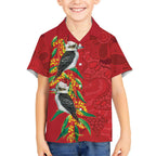 Aussie Kokaburra Golden Wattle Christmas Hawaiian Shirt Aboriginal Dots Painting Red Motif - Aussie Hoodie