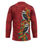 Aussie Kokaburra Golden Wattle Christmas Hockey Jersey Aboriginal Dots Painting Red Motif - Aussie Hoodie