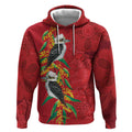Aussie Kokaburra Golden Wattle Christmas Hoodie Aboriginal Dots Painting Red Motif - Aussie Hoodie