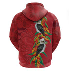 Aussie Kokaburra Golden Wattle Christmas Hoodie Aboriginal Dots Painting Red Motif - Aussie Hoodie