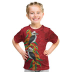 Aussie Kokaburra Golden Wattle Christmas Kid T Shirt Aboriginal Dots Painting Red Motif - Aussie Hoodie