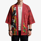 Aussie Kokaburra Golden Wattle Christmas Kimono Aboriginal Dots Painting Red Motif - Aussie Hoodie