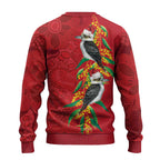 Aussie Kokaburra Golden Wattle Christmas Ugly Christmas Sweater Aboriginal Dots Painting Red Motif - Aussie Hoodie