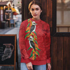 Aussie Kokaburra Golden Wattle Christmas Ugly Christmas Sweater Aboriginal Dots Painting Red Motif - Aussie Hoodie