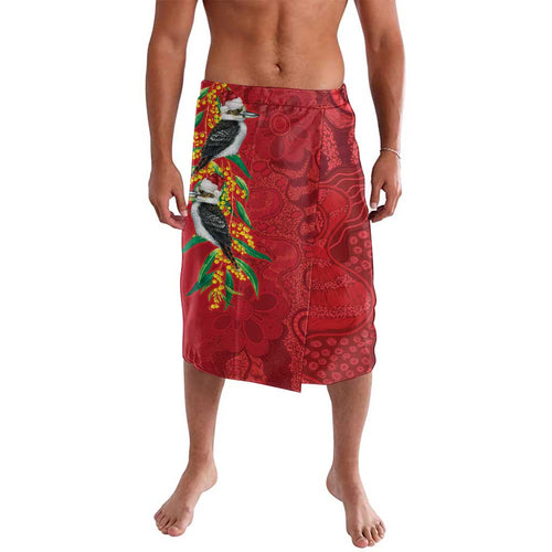 Aussie Kokaburra Golden Wattle Christmas Lavalava Aboriginal Dots Painting Red Motif - Aussie Hoodie