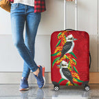 Aussie Kokaburra Golden Wattle Christmas Luggage Cover Aboriginal Dots Painting Red Motif - Aussie Hoodie
