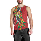 Aussie Kokaburra Golden Wattle Christmas Men Tank Top Aboriginal Dots Painting Red Motif - Aussie Hoodie