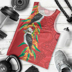 Aussie Kokaburra Golden Wattle Christmas Men Tank Top Aboriginal Dots Painting Red Motif - Aussie Hoodie