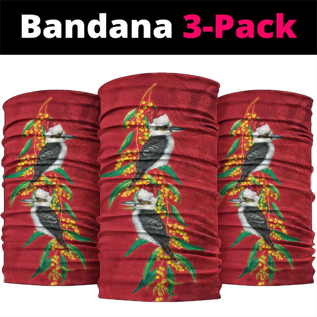 Aussie Kokaburra Golden Wattle Christmas Neck Gaiter Aboriginal Dots Painting Red Motif - Aussie Hoodie