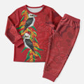 Aussie Kokaburra Golden Wattle Christmas Pajama Set Aboriginal Dots Painting Red Motif - Aussie Hoodie