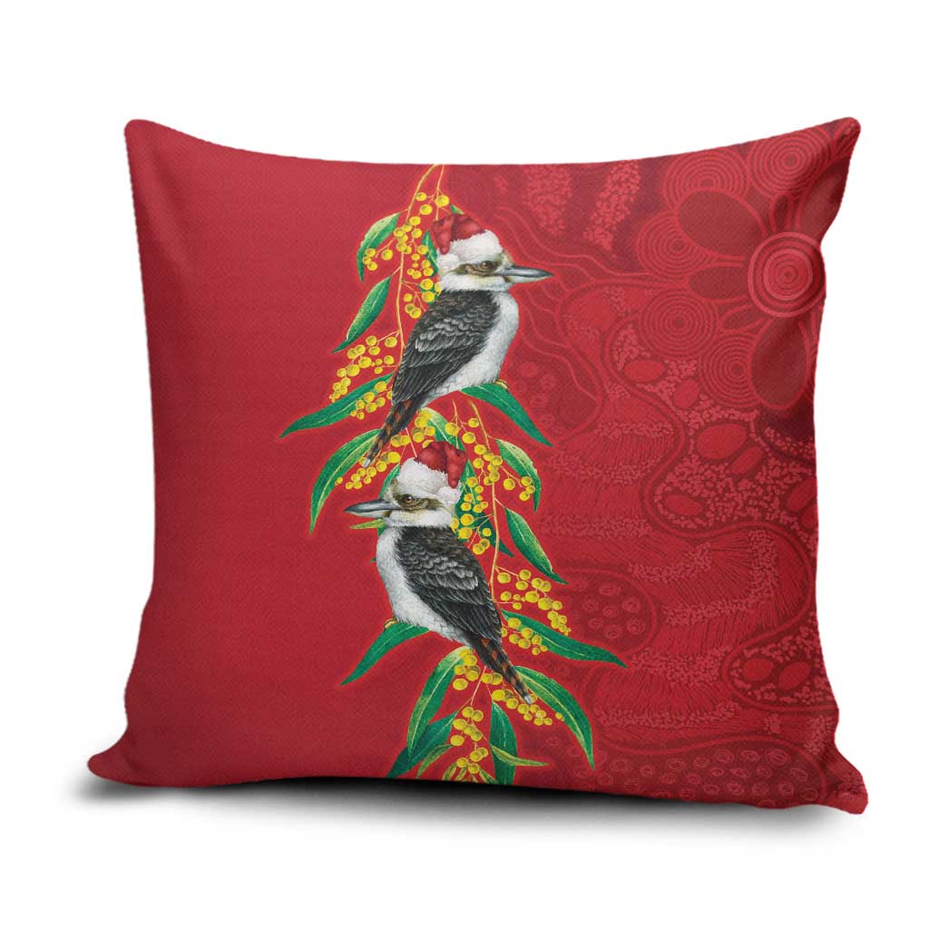 Aussie Kokaburra Golden Wattle Christmas Pillow Cover Aboriginal Dots Painting Red Motif - Aussie Hoodie