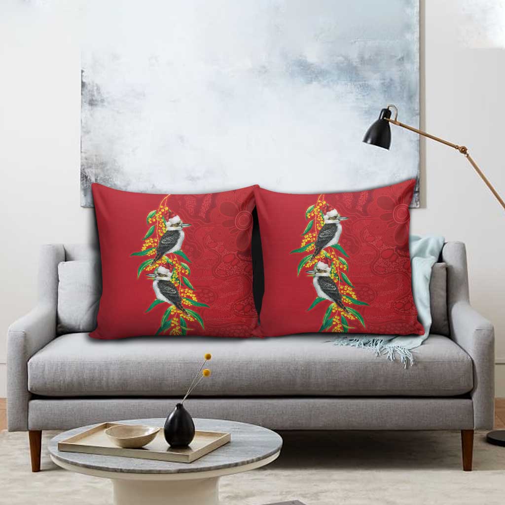 Aussie Kokaburra Golden Wattle Christmas Pillow Cover Aboriginal Dots Painting Red Motif - Aussie Hoodie