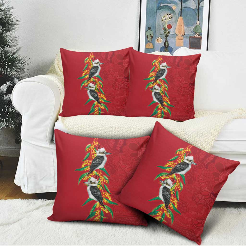 Aussie Kokaburra Golden Wattle Christmas Pillow Cover Aboriginal Dots Painting Red Motif - Aussie Hoodie