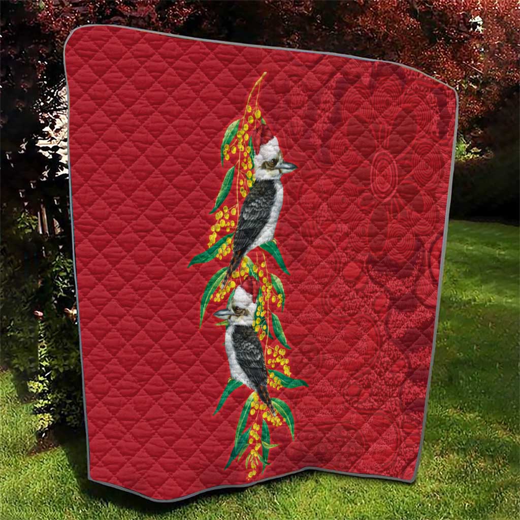 Aussie Kokaburra Golden Wattle Christmas Quilt Aboriginal Dots Painting Red Motif - Aussie Hoodie