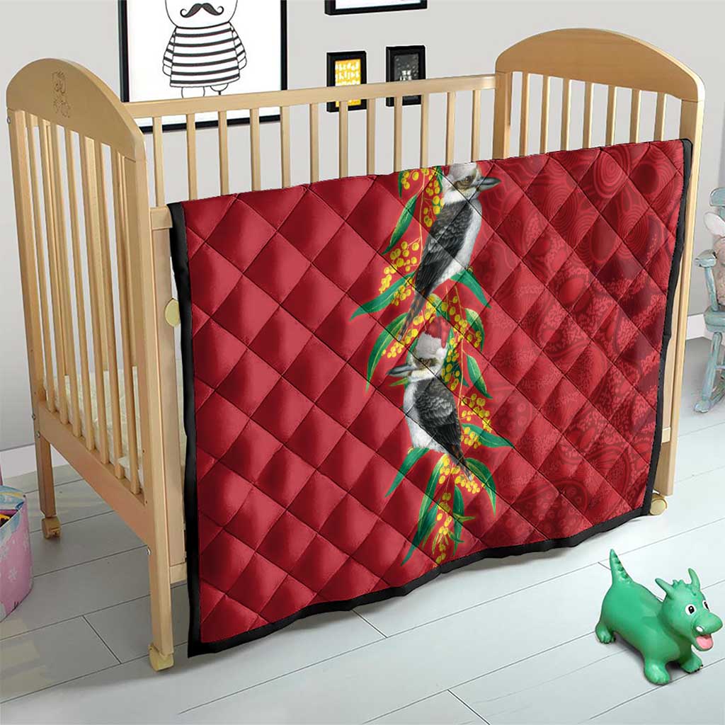 Aussie Kokaburra Golden Wattle Christmas Quilt Aboriginal Dots Painting Red Motif - Aussie Hoodie