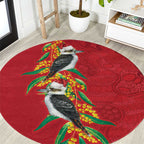 Aussie Kokaburra Golden Wattle Christmas Round Carpet Aboriginal Dots Painting Red Motif - Aussie Hoodie