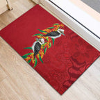 Aussie Kokaburra Golden Wattle Christmas Rubber Doormat Aboriginal Dots Painting Red Motif - Aussie Hoodie