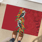 Aussie Kokaburra Golden Wattle Christmas Rubber Doormat Aboriginal Dots Painting Red Motif - Aussie Hoodie