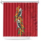 Aussie Kokaburra Golden Wattle Christmas Shower Curtain Aboriginal Dots Painting Red Motif - Aussie Hoodie