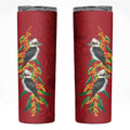 Aussie Kokaburra Golden Wattle Christmas Skinny Tumbler Aboriginal Dots Painting Red Motif - Aussie Hoodie