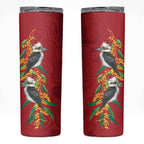 Aussie Kokaburra Golden Wattle Christmas Skinny Tumbler Aboriginal Dots Painting Red Motif - Aussie Hoodie