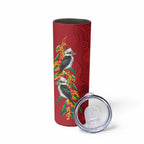 Aussie Kokaburra Golden Wattle Christmas Skinny Tumbler Aboriginal Dots Painting Red Motif - Aussie Hoodie
