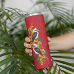 Aussie Kokaburra Golden Wattle Christmas Skinny Tumbler Aboriginal Dots Painting Red Motif - Aussie Hoodie