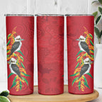 Aussie Kokaburra Golden Wattle Christmas Skinny Tumbler Aboriginal Dots Painting Red Motif - Aussie Hoodie