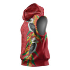Aussie Kokaburra Golden Wattle Christmas Sleeveless Hoodie Aboriginal Dots Painting Red Motif - Aussie Hoodie