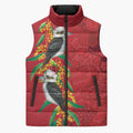 Aussie Kokaburra Golden Wattle Christmas Sleeveless Puffer Jacket Aboriginal Dots Painting Red Motif - Aussie Hoodie