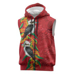 Aussie Kokaburra Golden Wattle Christmas Sleeveless Zip Hoodie Aboriginal Dots Painting Red Motif LT9