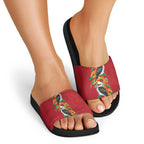 Aussie Kokaburra Golden Wattle Christmas Slide Sandals Aboriginal Dots Painting Red Motif - Aussie Hoodie