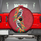Aussie Kokaburra Golden Wattle Christmas Spare Tire Cover Aboriginal Dots Painting Red Motif - Aussie Hoodie