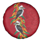 Aussie Kokaburra Golden Wattle Christmas Spare Tire Cover Aboriginal Dots Painting Red Motif - Aussie Hoodie